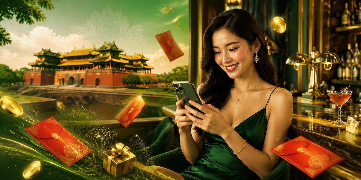 Phong bì đỏ may mắn và ưu đãi khuyến mãi theo phong cách truyền thống Việt Nam tại Huế