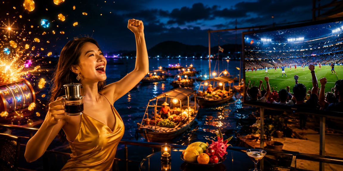 Người chơi slot game tại Phú Quốc với không khí cà phê Việt Nam